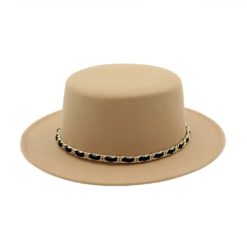 Flat Top Beige Fedora Hat